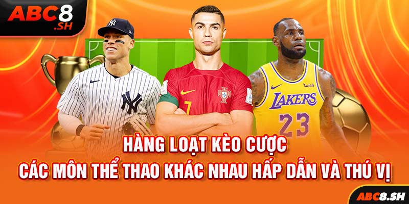 Hàng loạt kèo cược các môn thể thao khác nhau hấp dẫn và thú vị